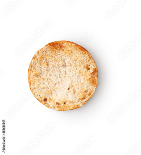  english muffin sliced and toasted with shadow isolated on transparent background