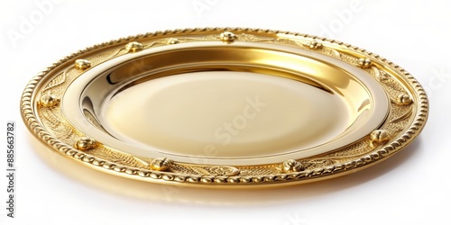 Golden Ornate Plate with Floral Design, Gold Plate, Ornate Plate, Decorative Plate, Luxury Plate