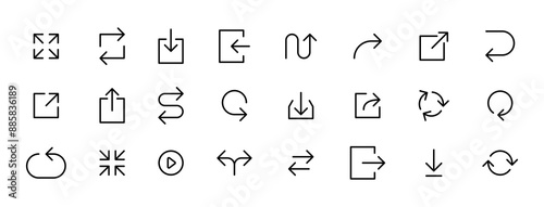 Line Arrows icon set , vector circle arrow line icons in thin line style. editable stroke