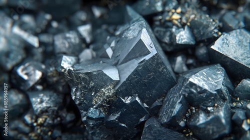 2. A close-up of magnetite grains in a geological sample, highlighting their metallic luster