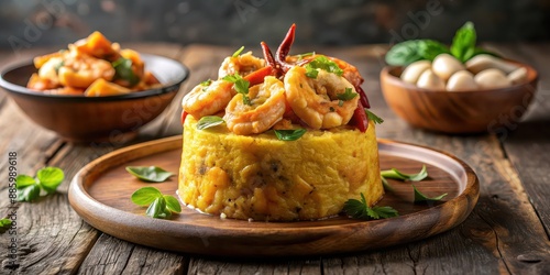 Elegant display of Puerto Rican mofongo with mashed plantains