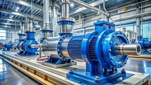 Modern industrial background featuring centrifugal pumps driven by high-efficient induction motors for reliable fluid transport and processing operations.