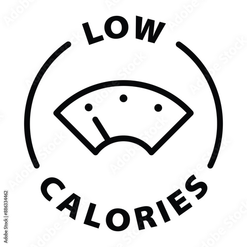 low calories black outline icon round rounded circle badge stamp label isolated on transparent background