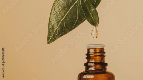 Essential Oil Dropping from a Leaf