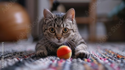 Cat investigating a new toy, showcasing curiosity and engagement