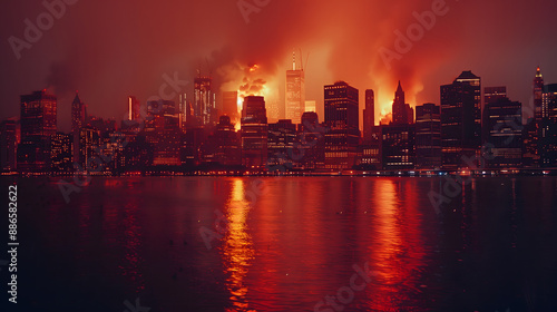 Burning Towers of New York City