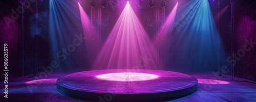 An intimate dance stage with a soft purple spotlight in the center. The background is dark with gentle light accents, creating a romantic and focused setting.