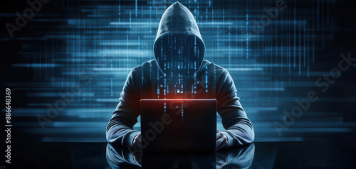 Hacker using multiple devices simultaneously, cyber security, cyber attack