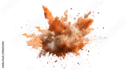 explosive effect, top view, white background