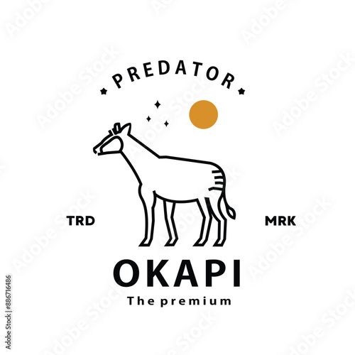 vintage retro hipster okapi logo outline monoline art icon 