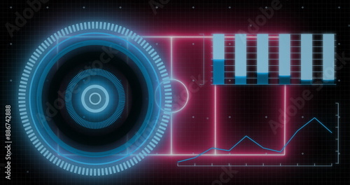 Image of financial data processing over sports field