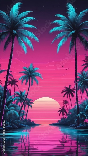 miami vice miami viceinspired background with neon pal Retro neon background theme