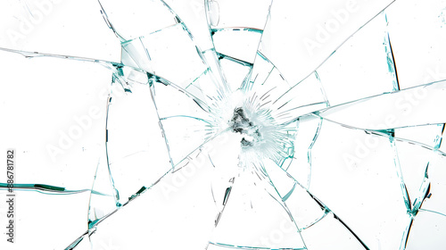 Broken glass on white background