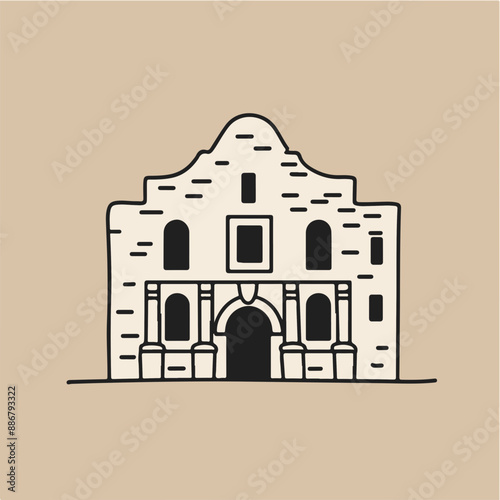 Artistic Illustration of the Historic Alamo Structure