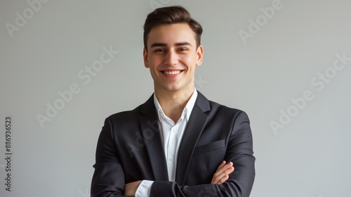 Confident Young Russian Businessman in Suit, Ideal for Corporate Presentations and Professional Profiles