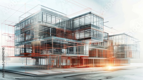 Digital Building Information Modeling (BIM), digital Building Information Modeling (BIM) technology with an image depicting architects, engineers,