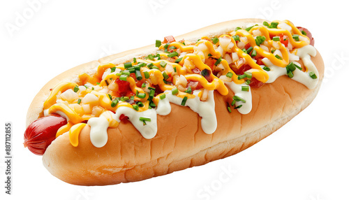 Hot dog on a transparent background. Fast food.