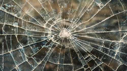 Cracked Glass Texture with Radial Fractures, Perfect for Design Projects, Backgrounds, and Graphic Art