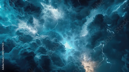 A large cloud filled with numerous lightning bolts, suitable for weather or science-related uses