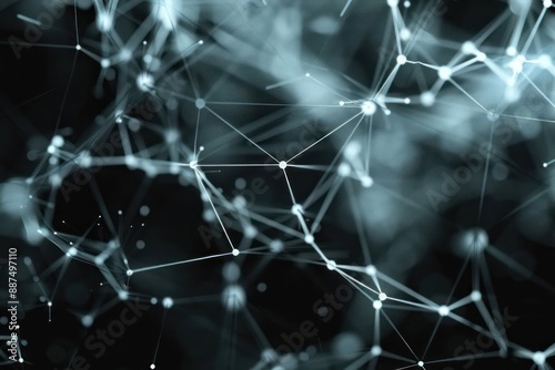 Central Network Structure: Feature a central network structure composed of polygonal shapes and connecting lines