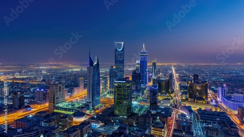 Breathtaking cityscape of Riyadh Saudi Arabia showcasing modern skyscrapers and urban development