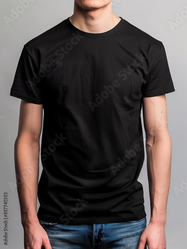 Blank black t-shirt mockup. Oversized empty black tee for advertisement tshirt design