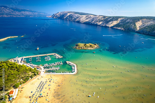 San Marino beach in Lopar on Rab island aerial view