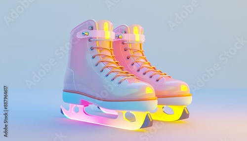 Stylish ice skates with bright neon accents, ready for winter fun.