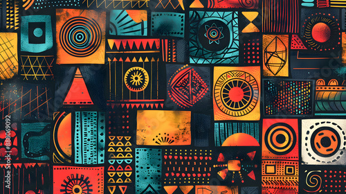 Abstract pattern in native African style. Vector illustration. Traditional African abstract painting