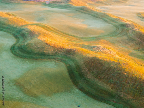 Golf turf during the early morning light