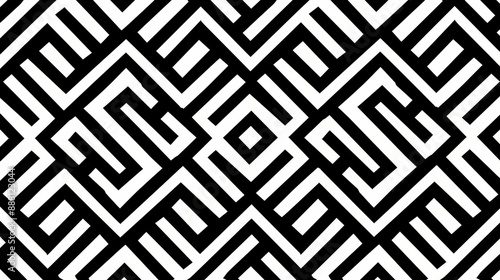 Symmetrical black Slavic-themed ornament pattern tile, minimalistic, white background, intricate lines 