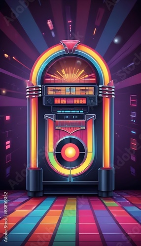 Colorful neon eighties party jukebox