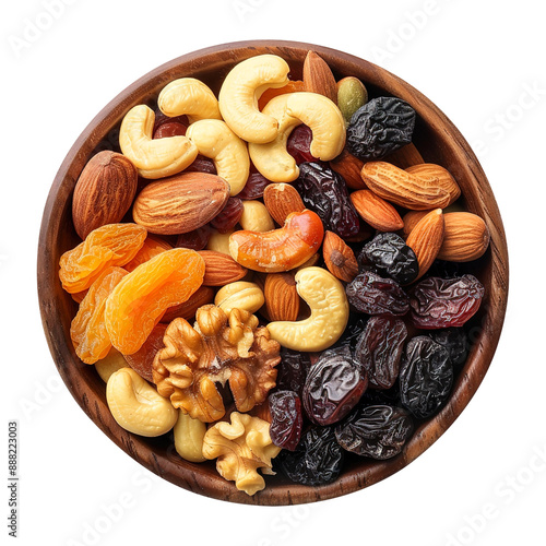 mix of dried fruits and nuts isolated on transparent background remove png, Clipping Path