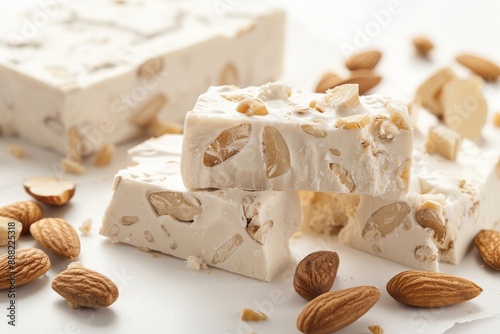 White background with soft almond nougat