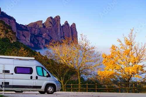 Caravan in Montserrat mountain range, Spain.