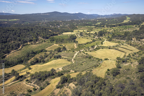 Aerial View of Anoia Countryside in Catalonia during Summer