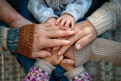 Hands of four generations together