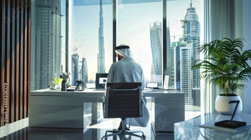 A Moment of Reflection in a Modern Dubai Skyscraper