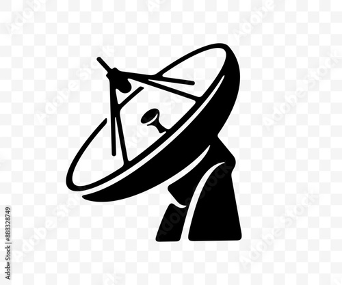 Radio telescope and satellite dish, graphic design. Telecommunication, communication, science and technology, vector design and illustration