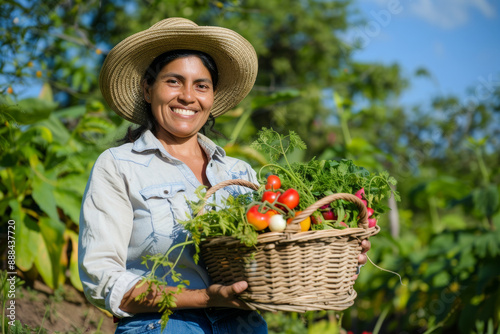 Smiling Farmer with Fresh Vegetable Harvest