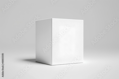 Blank white box isolated on gray background. 3D rendering.