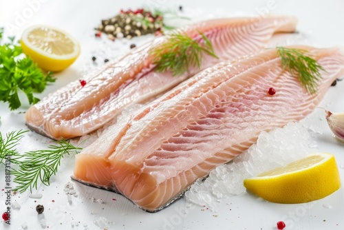 Uncooked St Pierre fish fillet on plain background