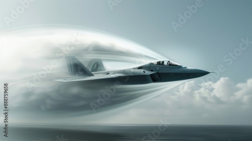 F-22 Raptor Jet Breaking the Sound Barrier