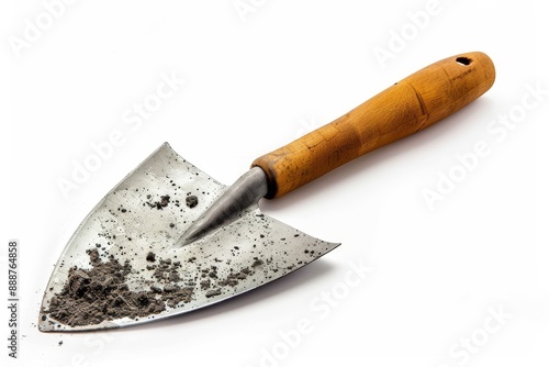 Single garden trowel on white background