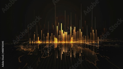 golden financial graph on black background stock market investment success