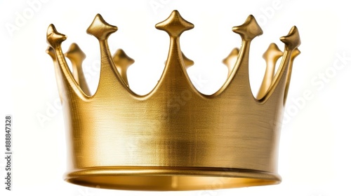 Elegant gold crown on white background for royal themes and designs.