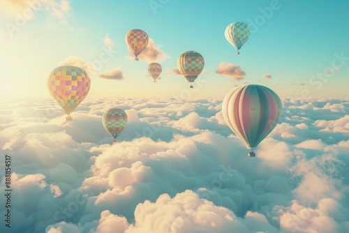 Hot Air Balloons Flying Above the Clouds