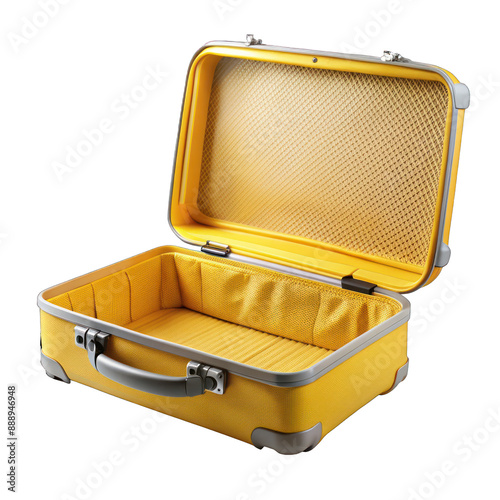 yellow empty suitcase isolated on white