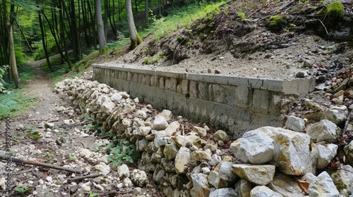 The concrete fence foundation prevents landslides