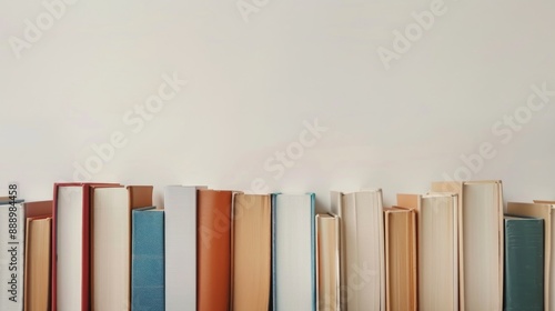 Isolated book border with white background and space for text Display of paper textbooks for decor